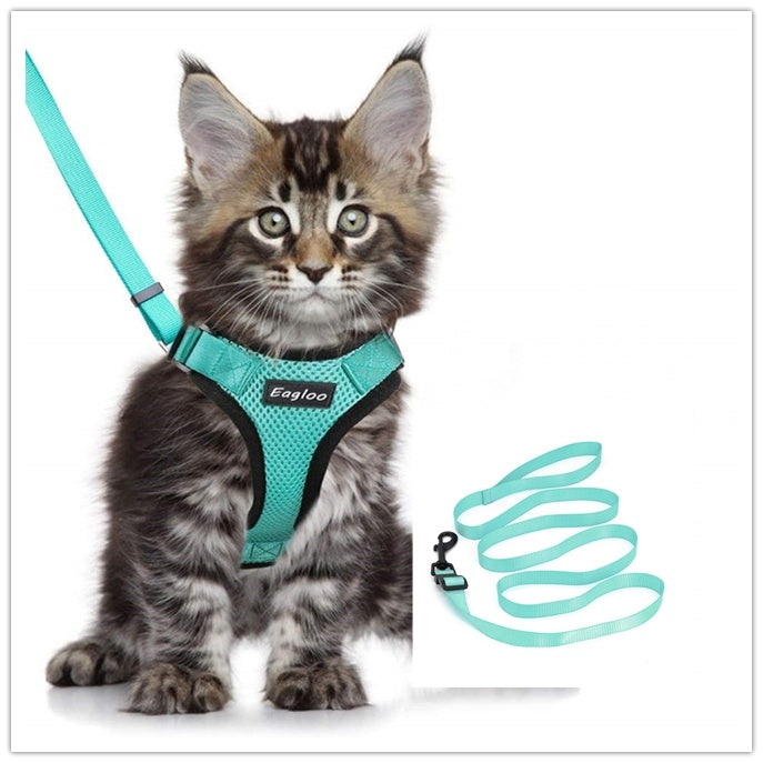 Cat harness backpack & Car Seatbelt – Adjustable Reflective Mesh Vest