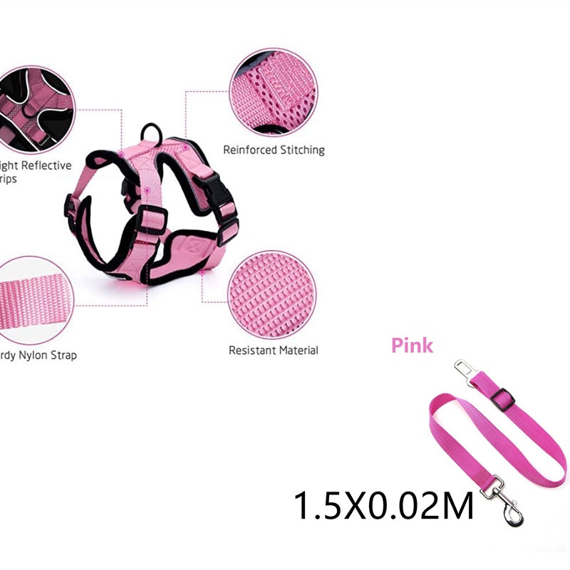 Cat harness backpack & Car Seatbelt – Adjustable Reflective Mesh Vest