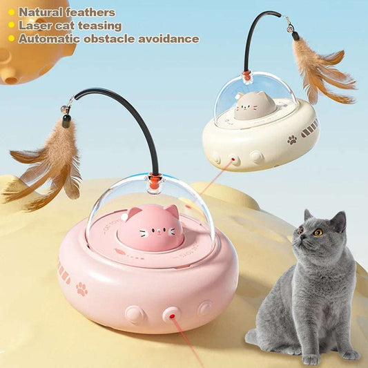 Electric UFO Cat Teaser Toy – Interactive Feather & Bell Trainer