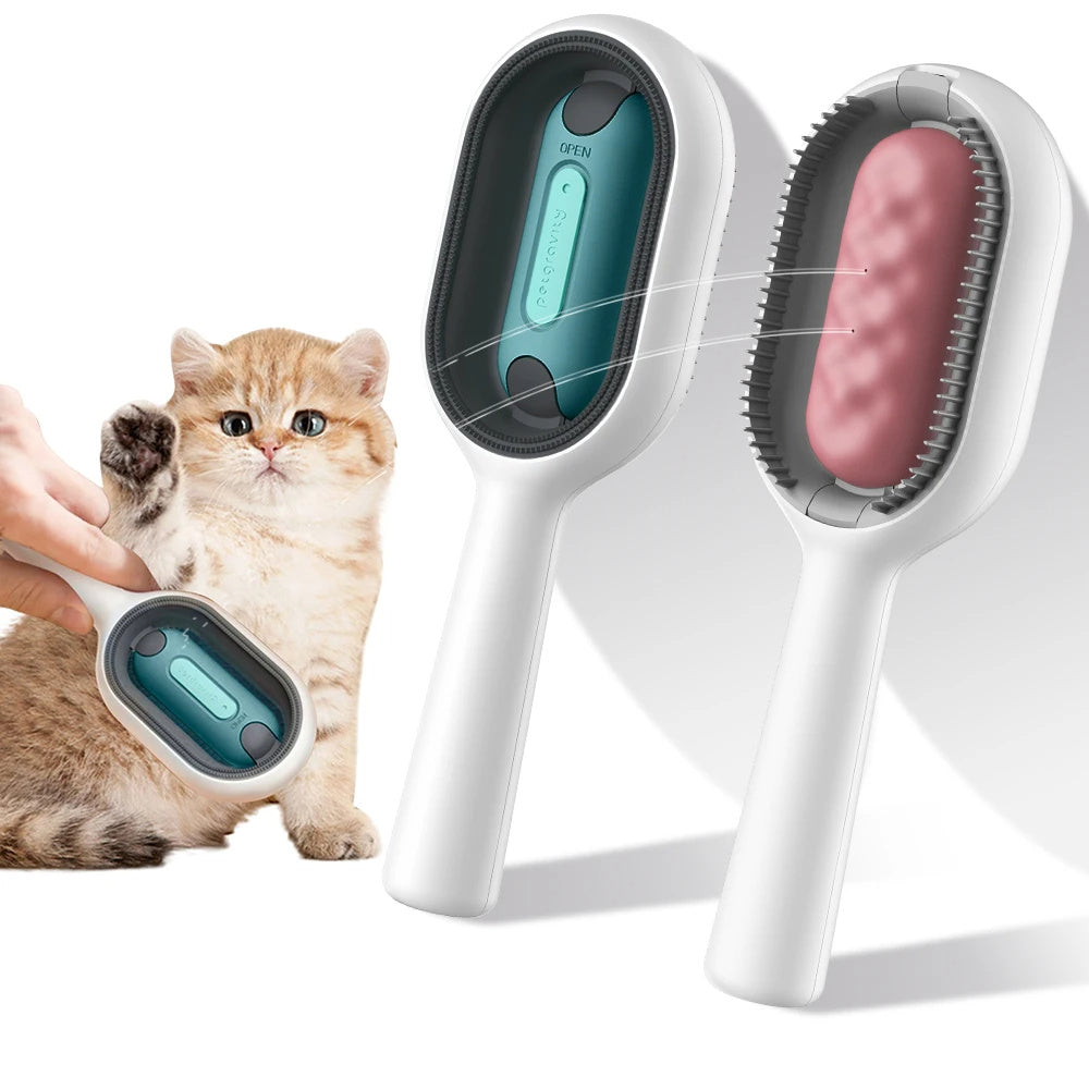 4-in-1 Cat Hair Brush with Water Tank – Double-Sided Grooming Comb