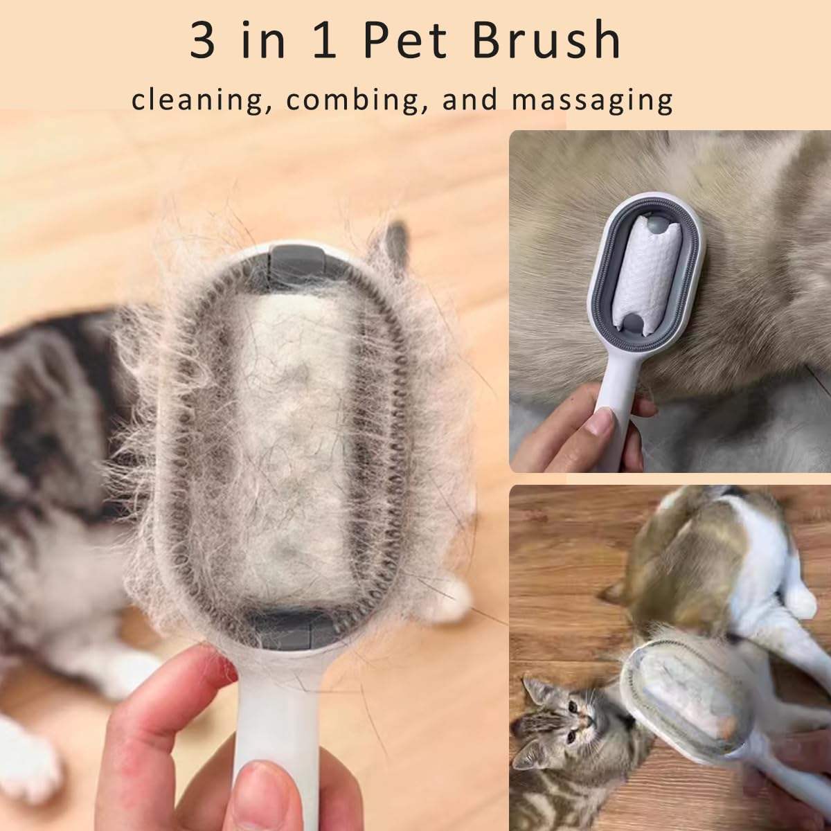 4-in-1 Cat Hair Brush with Water Tank – Double-Sided Grooming Comb