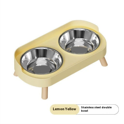 Stainless Steel Double Bowl Ceramic Water And Grain Integrated Feeding Bowl