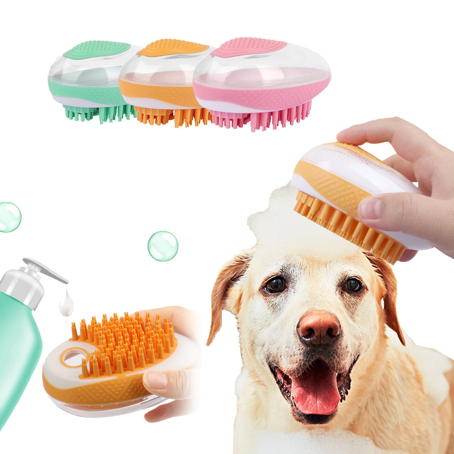 2-in-1 Dog Bath Brush & Massage Grooming Tool