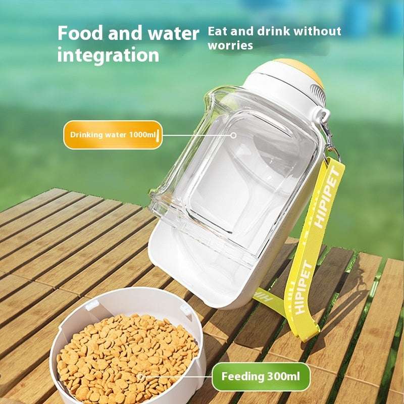 2-in-1 Portable Pet Water & Food Bottle – Travel Cup for Dogs & Cats